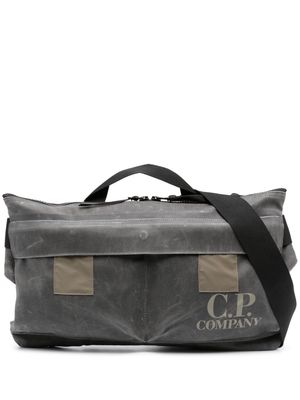 C.P. Company logo-print cotton shoulder bag - Grey