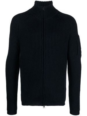 C.P. Company ribbed-knit zip-up sweater - Blue