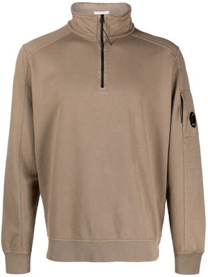 C.P. Company short-zip cotton sweatshirt - Brown