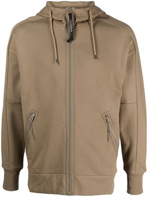 C.P. Company signatue Goggle-detail hoodie - Brown