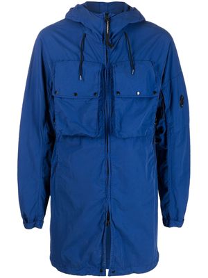 C.P. Company zip-up long hooded jacket - Blue