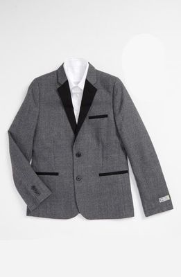 C2 by Calibrate Slim Contrast Lapel Wool Jacket in Grey Charcoal