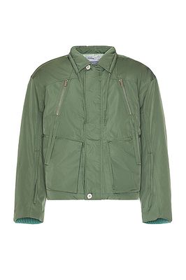 C2H4 Contrast Knitted Flight Jacket in Sage