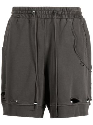 C2h4 distressed-effect cotton shorts - Grey