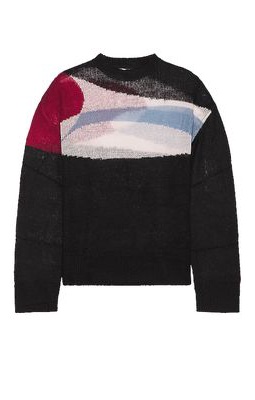 C2H4 Ellipse Panelled Mohair Sweater in Black
