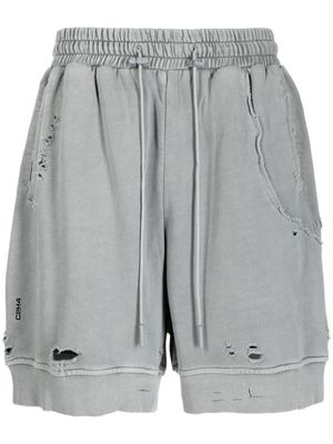 C2h4 ripped-detailing cotton track shorts - Grey