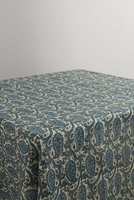 Cabana - Daria Paisley-print Linen Tablecloth - Blue