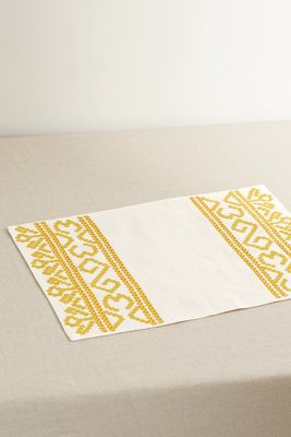 Cabana - Goya Embroidered Printed Linen Placemat - Neutrals