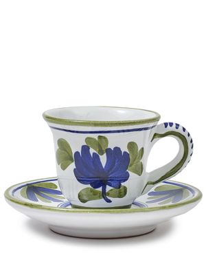 Cabana Magazine Blossom ceramic espresso cup and saucer - Blue