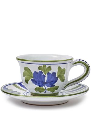 Cabana Magazine Blossom ceramic teacup and saucer - White