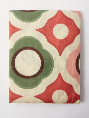 Cabana Magazine - Cosima Geometric 250cm X 250cm Linen Tablecloth - Womens - Green Multi