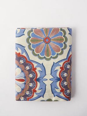 Cabana Magazine - Leonora Printed 320cm X 160cm Linen Tablecloth - Womens - Blue Multi