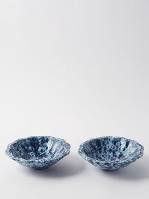 Cabana Magazine - Set Of Two Small Speckled Glazed-ceramic Bowls - Womens - Blue