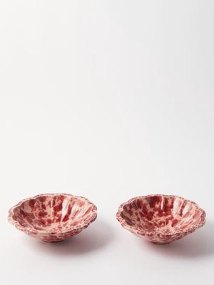 Cabana Magazine - Set Of Two Small Speckled Glazed-ceramic Bowls - Womens - Pink