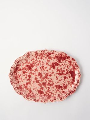 Cabana Magazine - Speckled Glazed-ceramic Serving Platter - Womens - Pink