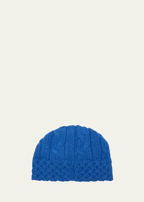 Cable & Basketweave Knit Cashmere Beanie