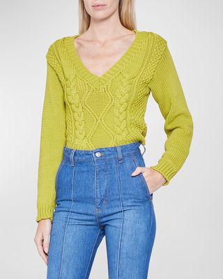 Cable Deep-V Sweater