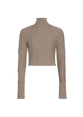 Cable-Knit Wool & Cashmere Turtleneck Sweater