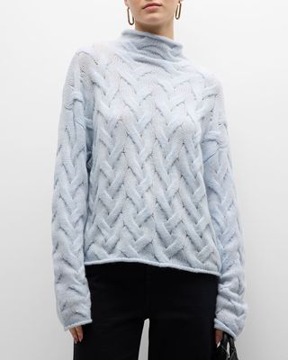 Cable-Knit Wool-Cashmere Turtleneck Sweater