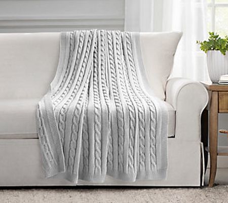 Cable Soft Knitted Throw Single 50x60 by Lush D ecor