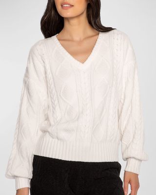 Cable V-Neck Lounge Sweater
