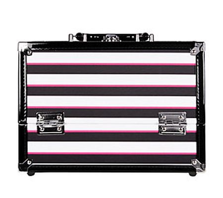 Caboodles Inspired Striped Two-Tray Cosmetic Tr ain Case
