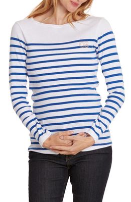 Cache Coeur Benodet Sailor Long Sleeve Maternity/Nursing Top in White/Blue 