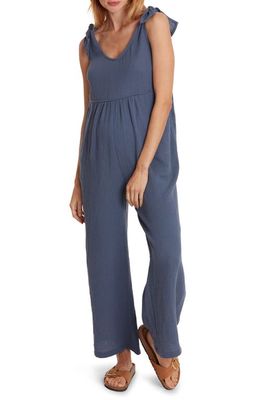 Cache Coeur Canyon Organic Cotton Gauze Maternity/Nursing Jumpsuit in Midnight Blue 