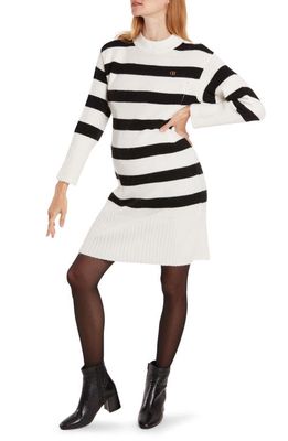 Cache Coeur Deauville Long Sleeve Sweater Maternity/Nursing Dress in Black/White
