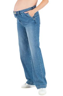 Cache Coeur Kelly Wide Leg Maternity Jeans in Mid Blue