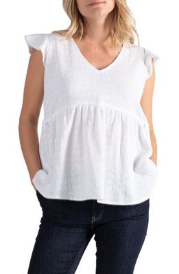 Cache Coeur Suzanne Maternity/Nursing Top in White Embroidered