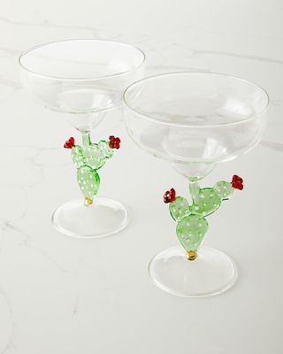 Cactus Margarita Glasses, Set of 2