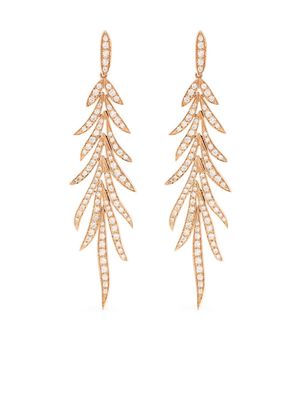 CADA 18kt rose gold feather diamond drop earrings - Pink