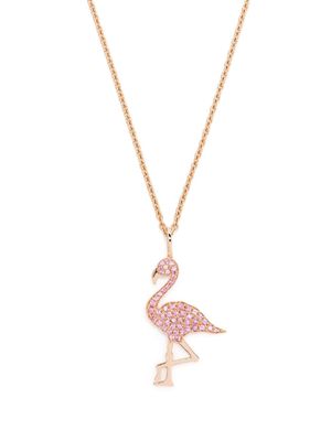 CADA 18kt rose gold flamingo diamond and sapphire pendant necklace