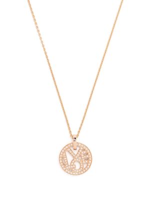 CADA 18kt rose gold Love diamond mini pendant necklace - Pink