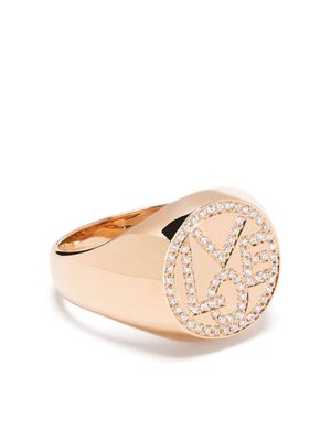CADA 18kt rose gold Mini Love diamond signet ring - Pink