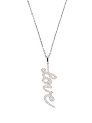 CADA 18kt white gold love writing diamond pendant necklace - Silver
