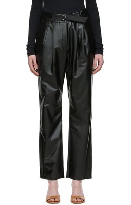 CAES Black Faux-Leather Trousers