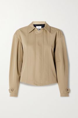 Caes - Cropped Button-embellished Cotton-twill Trench Jacket - Neutrals
