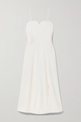 Caes - Pintucked Grain De Poudre Maxi Dress - White