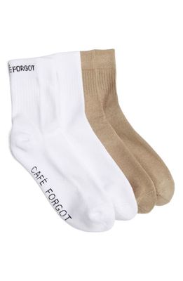 CAFE FORGOT Assorted 2-Pack Cotton Blend Socks in White/Grey
