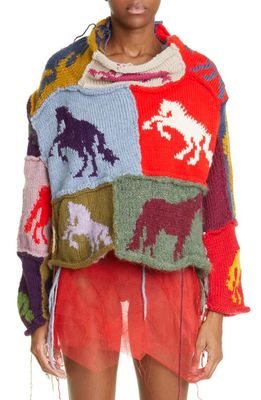 CAFE FORGOT x Louise Lyngh Bjerregaard Pony Virgin Wool & Mohair Blend Sweater in Multi
