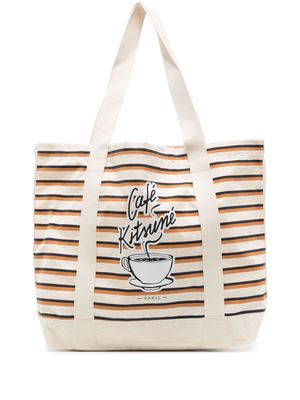 CAFÉ KITSUNÉ Coffe Cup-print cotton tote bag - Multicolour