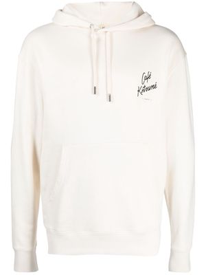 CAFÉ KITSUNÉ logo-print cotton hoodie - White