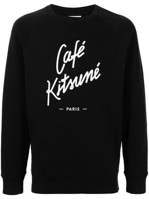 CAFÉ KITSUNÉ logo-print cotton sweatshirt - Black