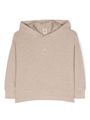 Caffe' D'orzo embroidered-motif fine-knit hoodie - Neutrals