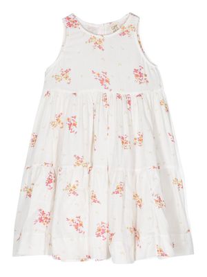 Caffe' D'orzo floral-print tiered cotton dress - White