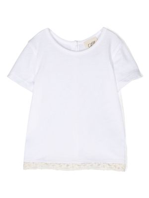 Caffe' D'orzo lace-detail cotton T-shirt - White