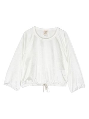 Caffe' D'orzo long-sleeve drawstring blouse - White