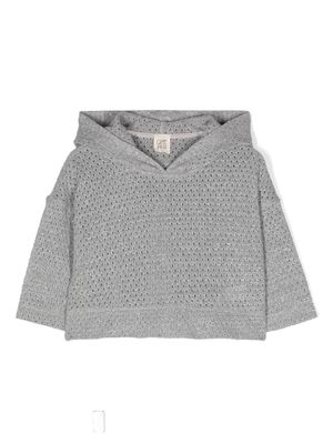 Caffe' D'orzo Manuela open-knit hooded jumper - Grey